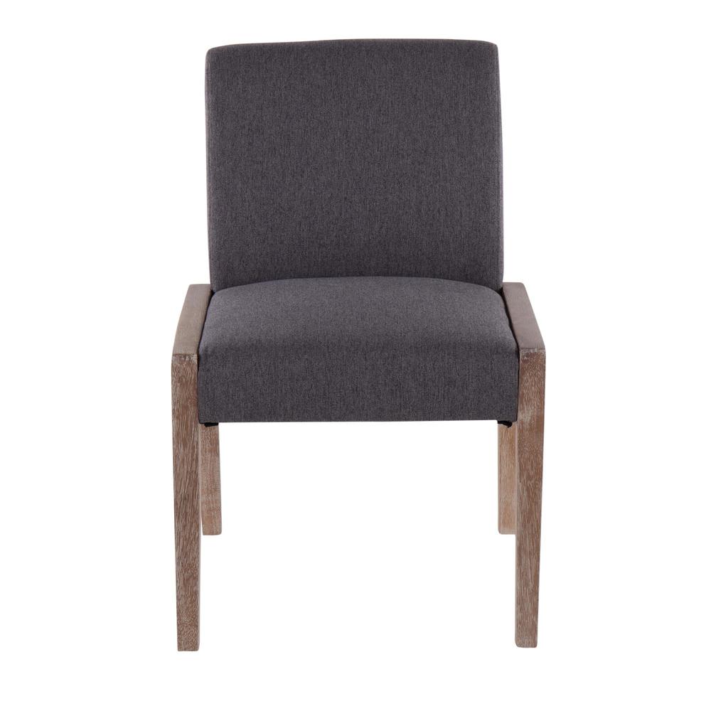 White Washed Wood, Grey Fabric Carmen Chair - Set of 2. Picture 6