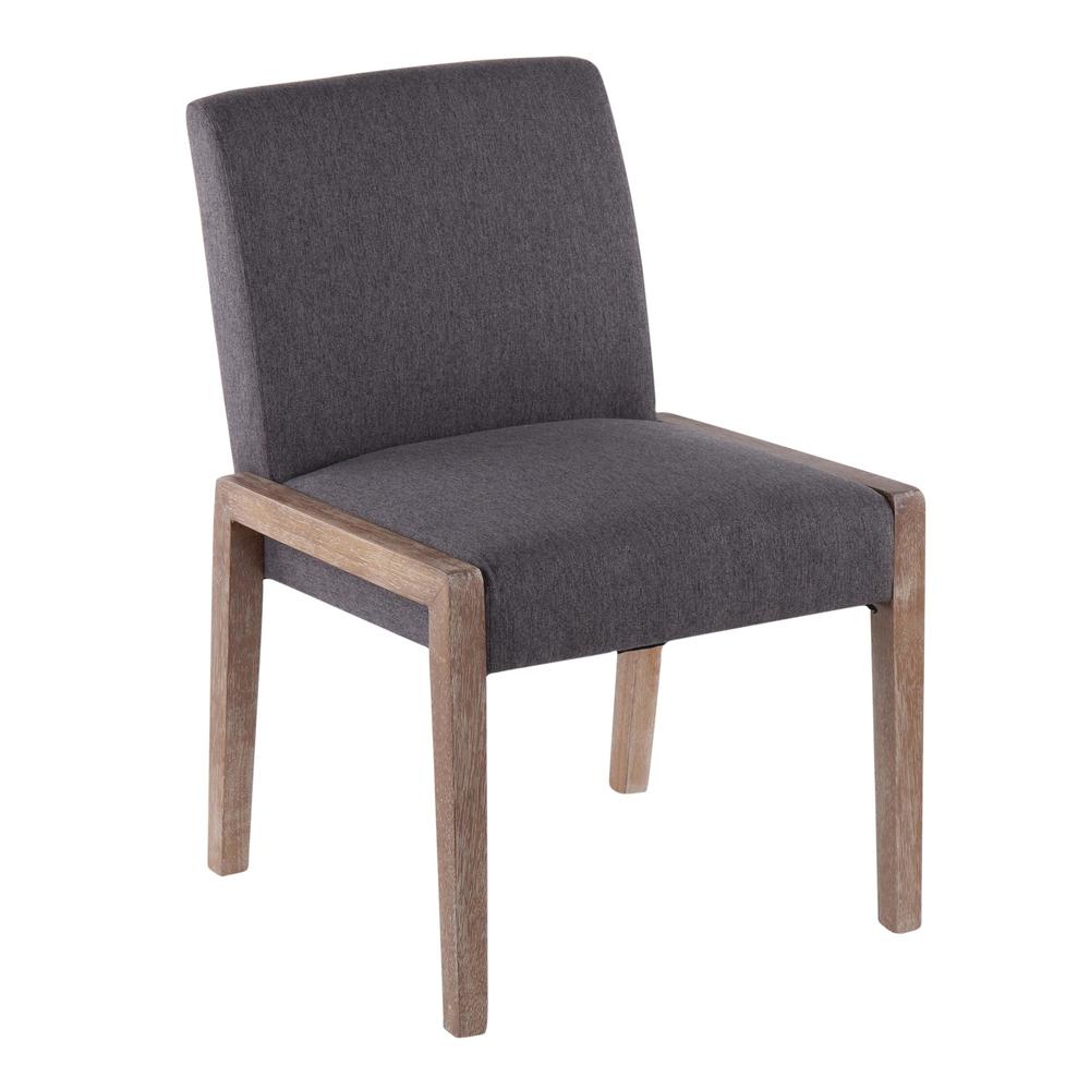 White Washed Wood, Grey Fabric Carmen Chair - Set of 2. Picture 2