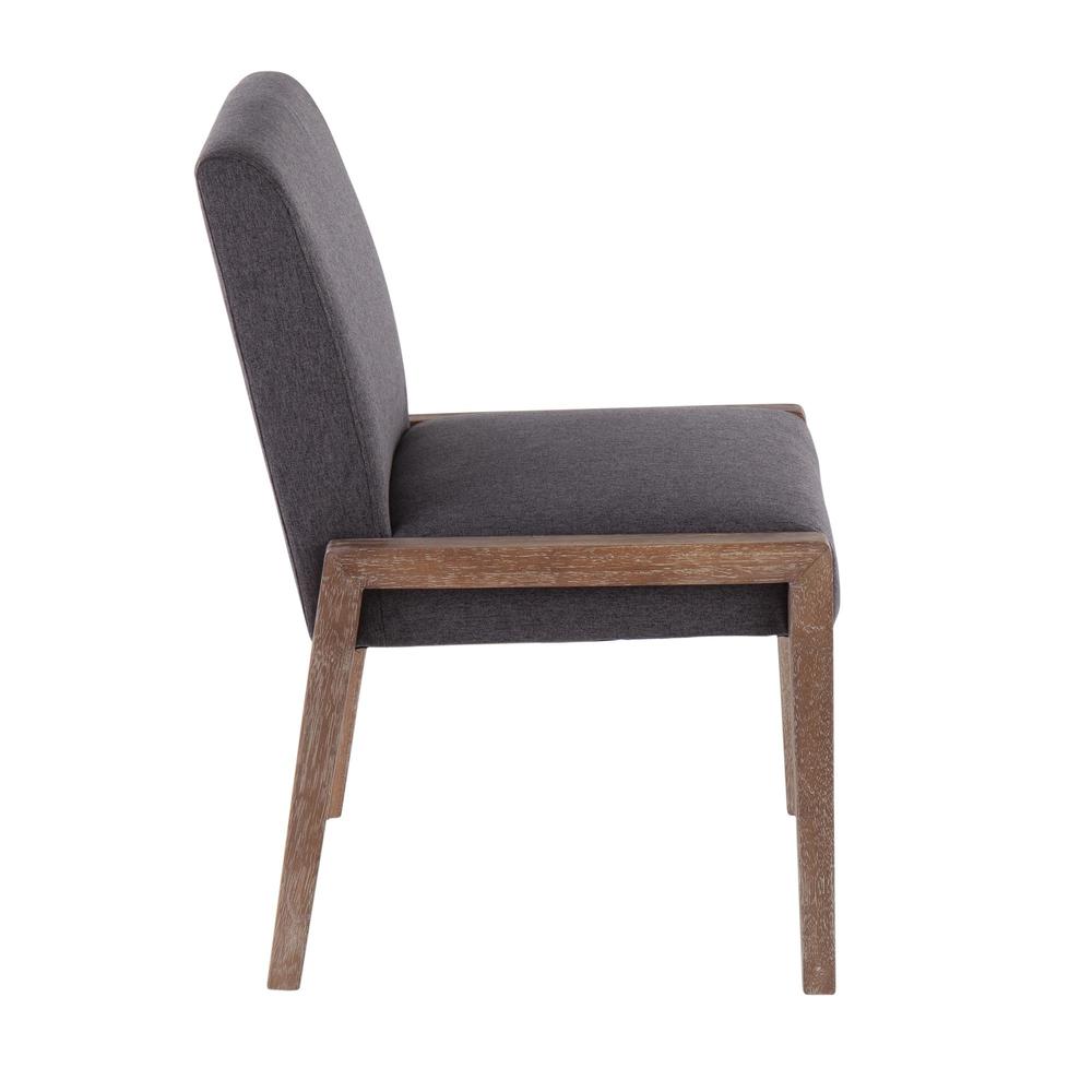 White Washed Wood, Grey Fabric Carmen Chair - Set of 2. Picture 3