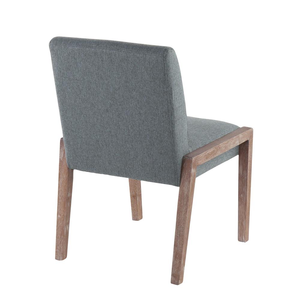White Washed Wood, Teal Fabric Carmen Chair - Set of 2. Picture 4