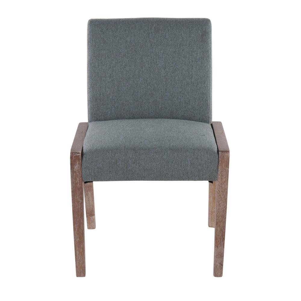 White Washed Wood, Teal Fabric Carmen Chair - Set of 2. Picture 6