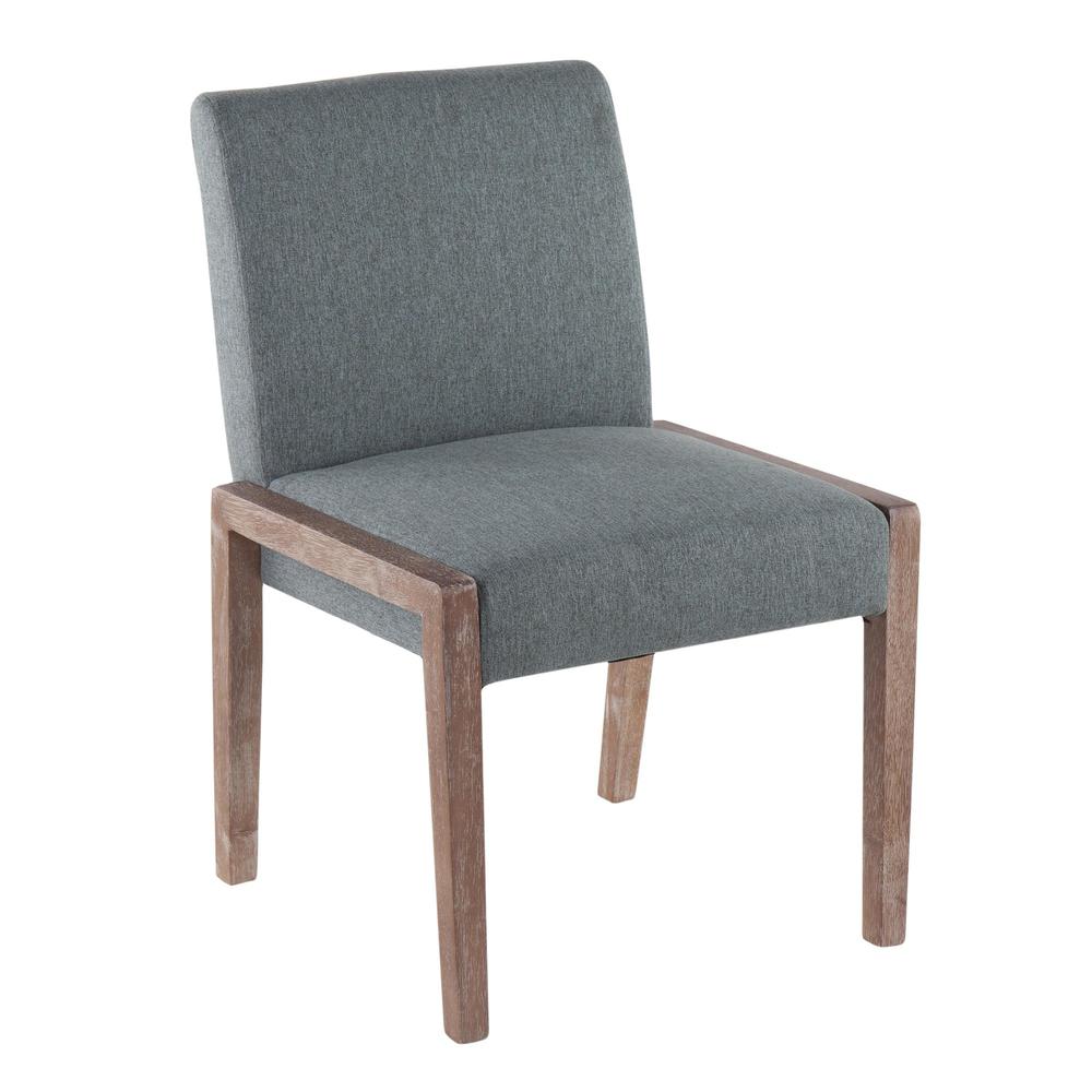 White Washed Wood, Teal Fabric Carmen Chair - Set of 2. Picture 2