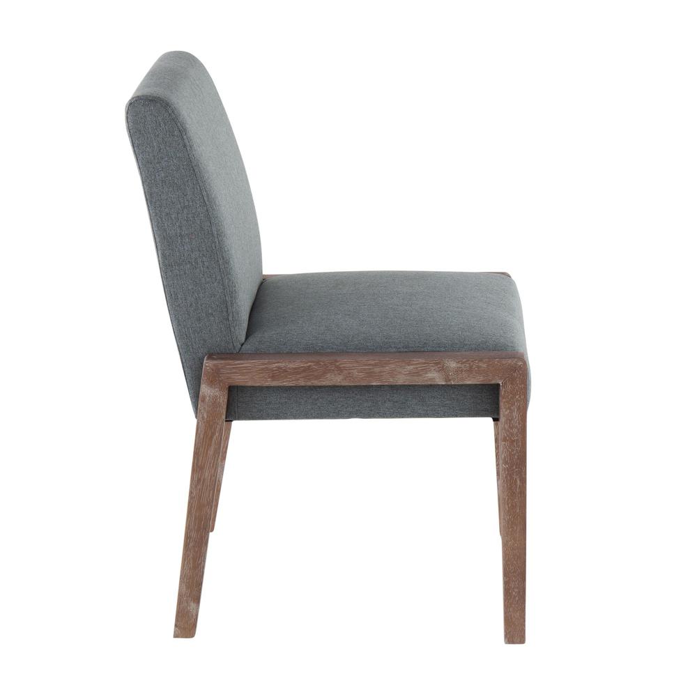 White Washed Wood, Teal Fabric Carmen Chair - Set of 2. Picture 3