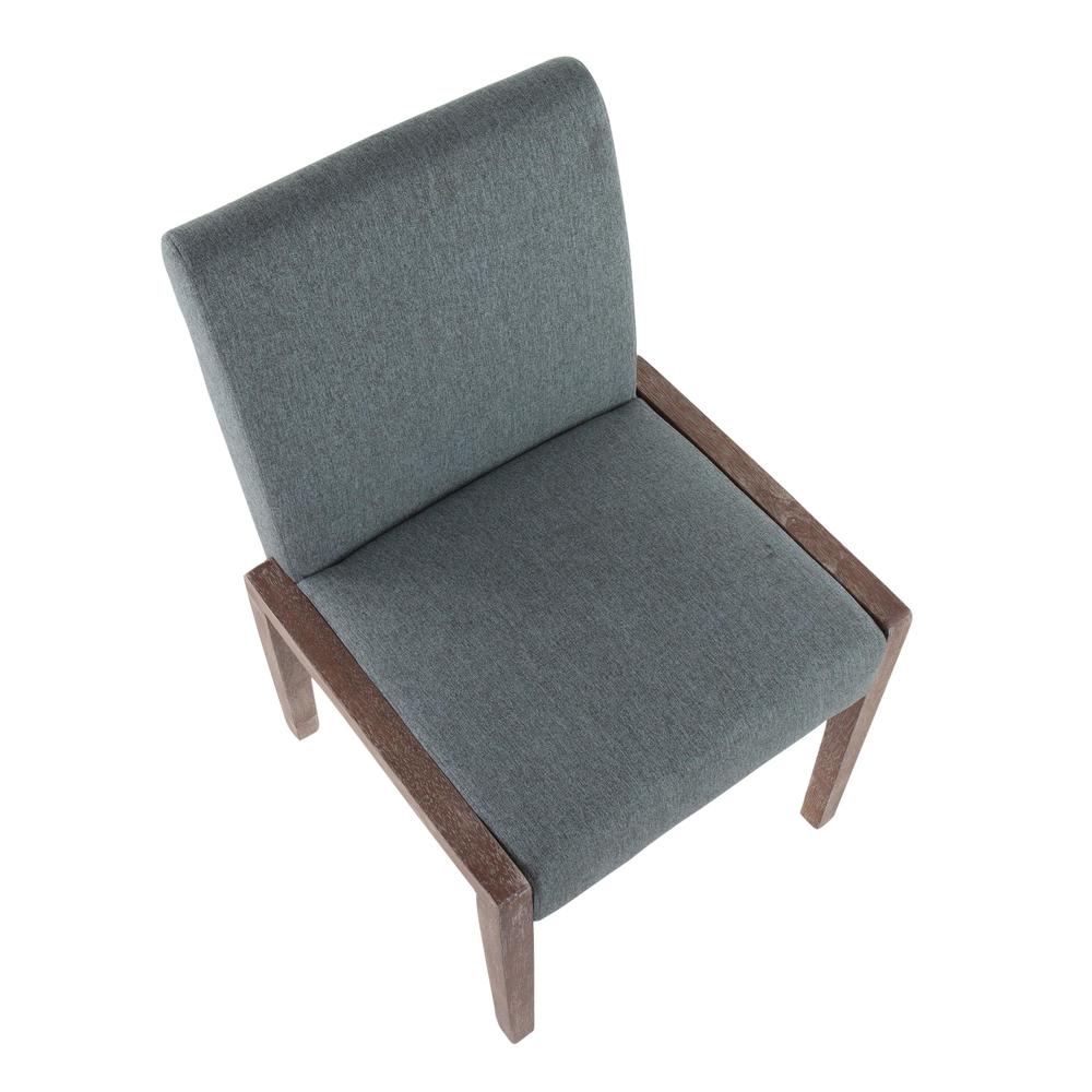White Washed Wood, Teal Fabric Carmen Chair - Set of 2. Picture 7