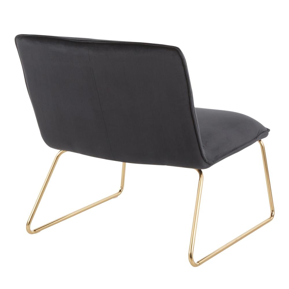 Gold Metal, Black Velvet Casper Accent Chair. Picture 3