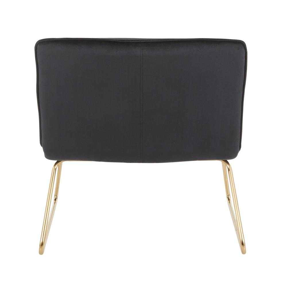 Gold Metal, Black Velvet Casper Accent Chair. Picture 4