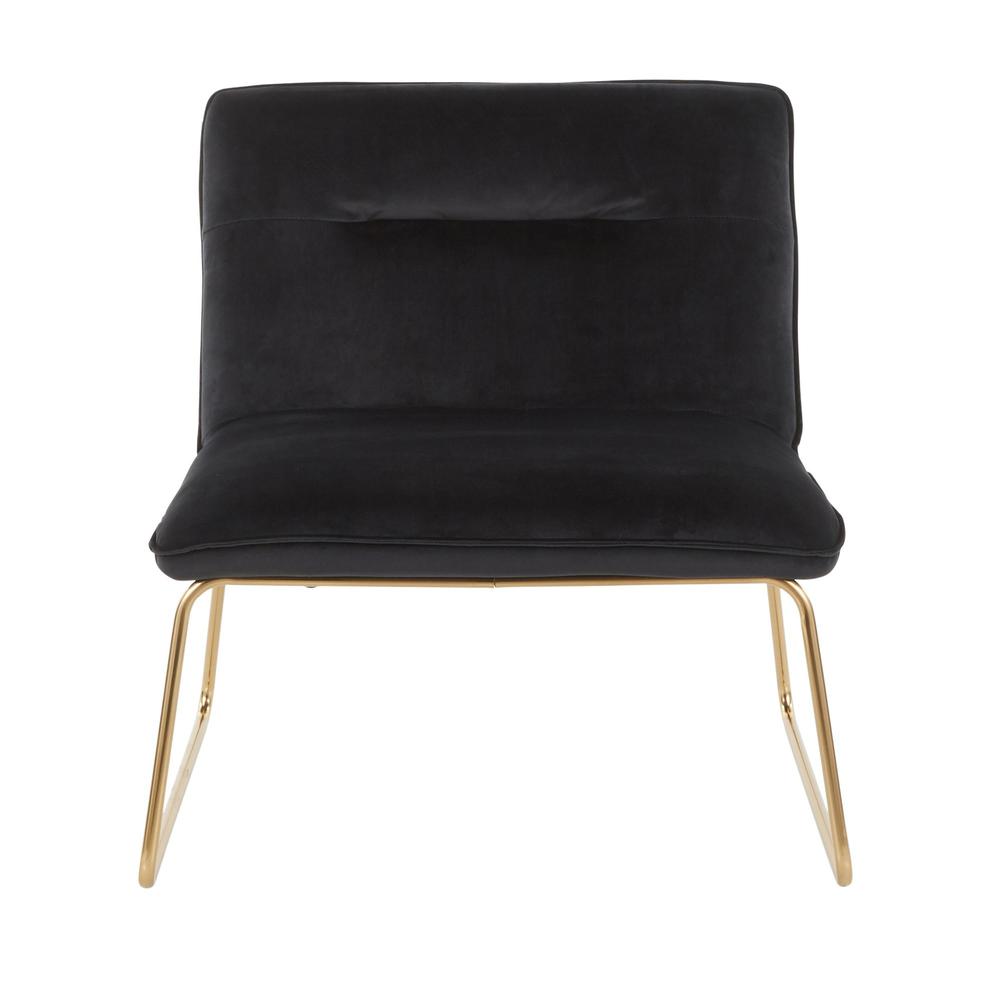 Gold Metal, Black Velvet Casper Accent Chair. Picture 5