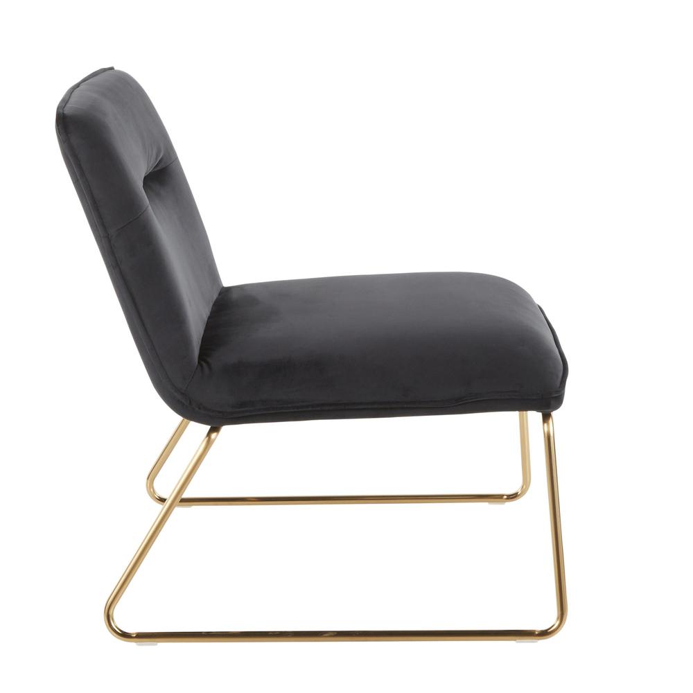 Gold Metal, Black Velvet Casper Accent Chair. Picture 2