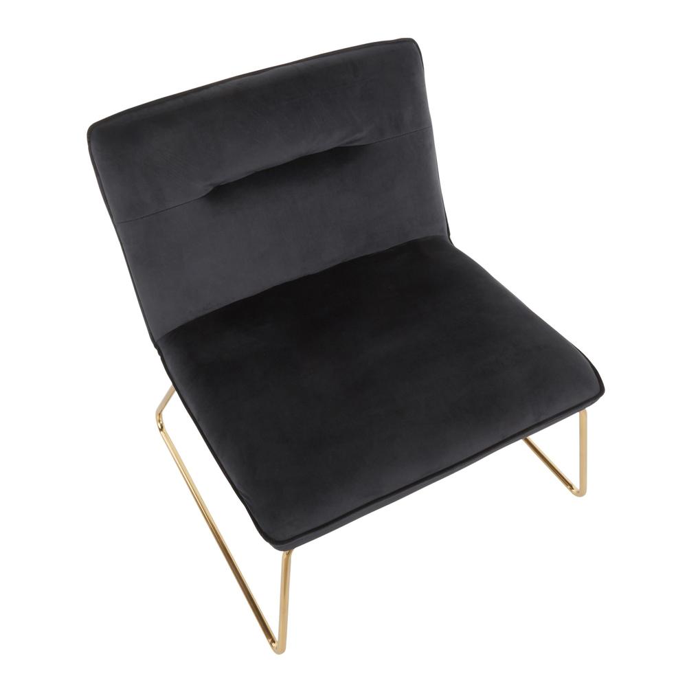 Gold Metal, Black Velvet Casper Accent Chair. Picture 6