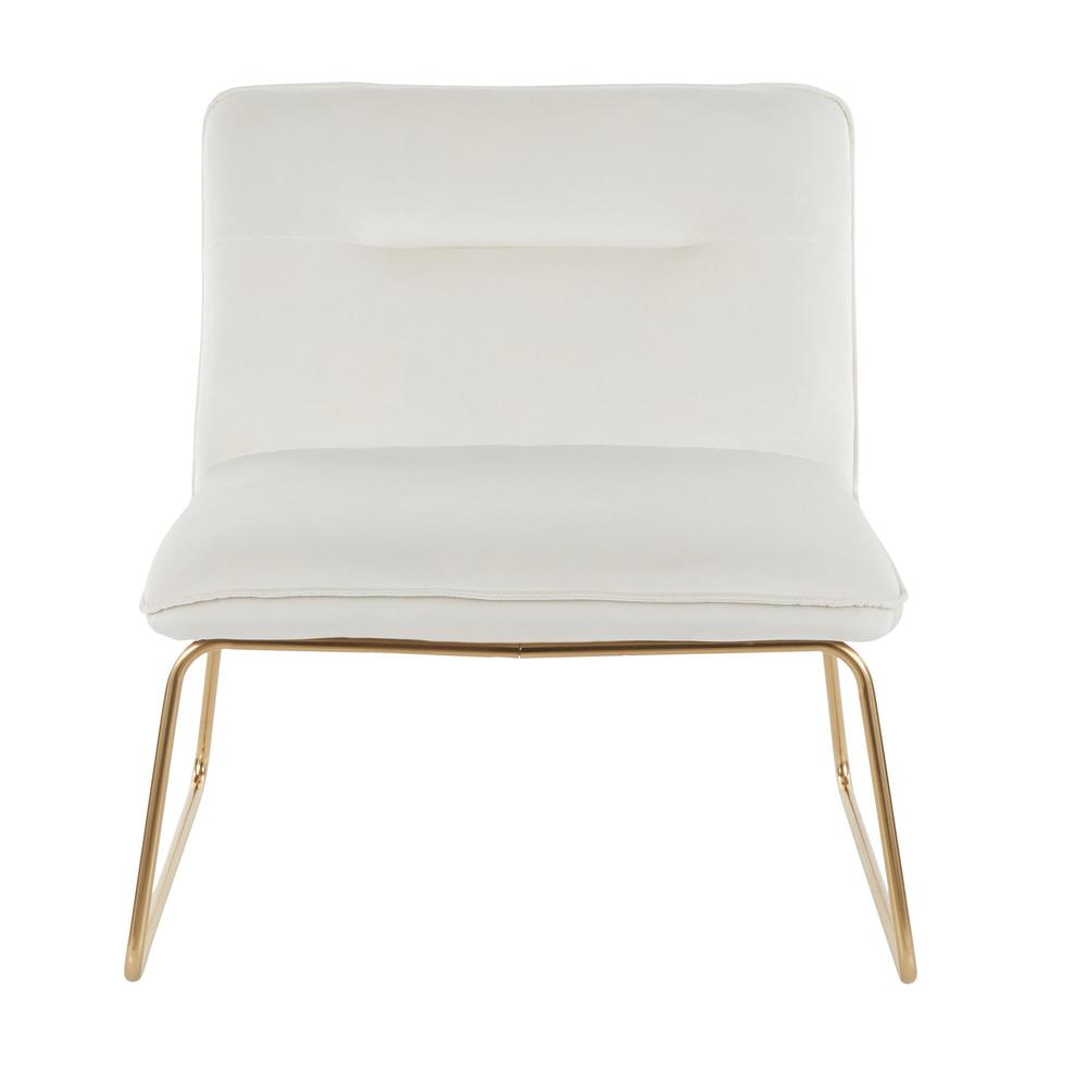 Gold Metal, Cream Velvet Casper Accent Chair. Picture 5