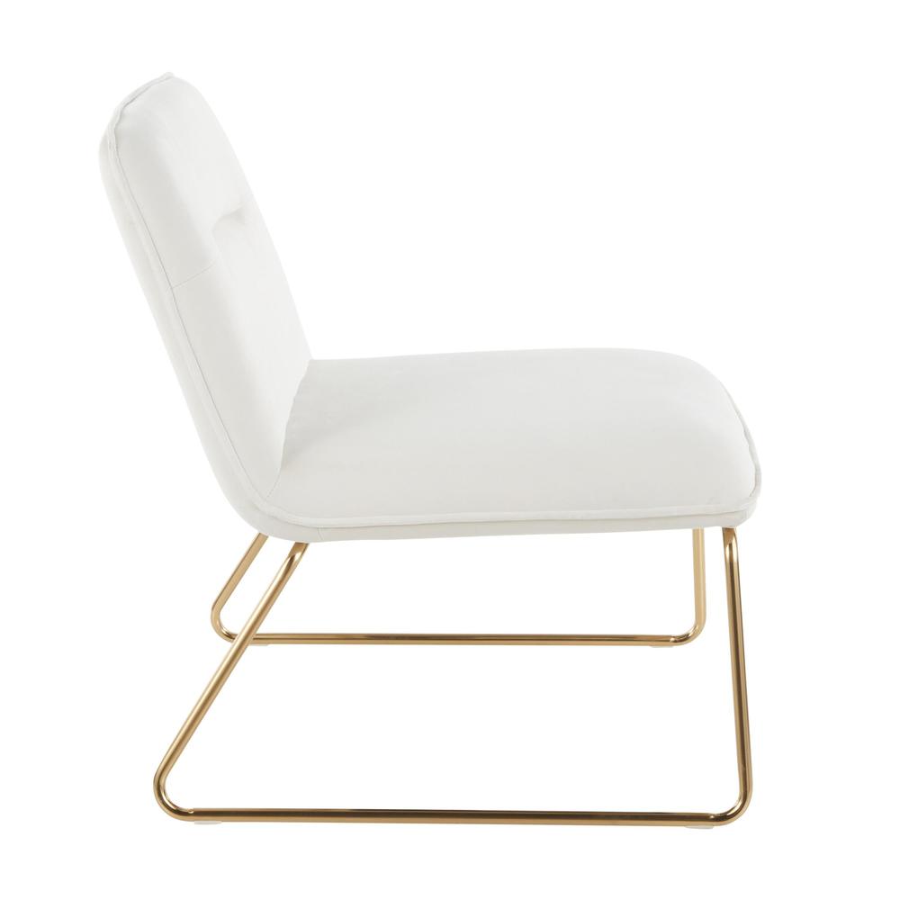 Gold Metal, Cream Velvet Casper Accent Chair. Picture 2
