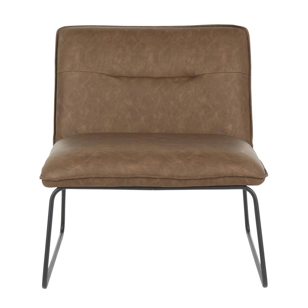 Black Metal, Espresso PU Casper Accent Chair. Picture 5