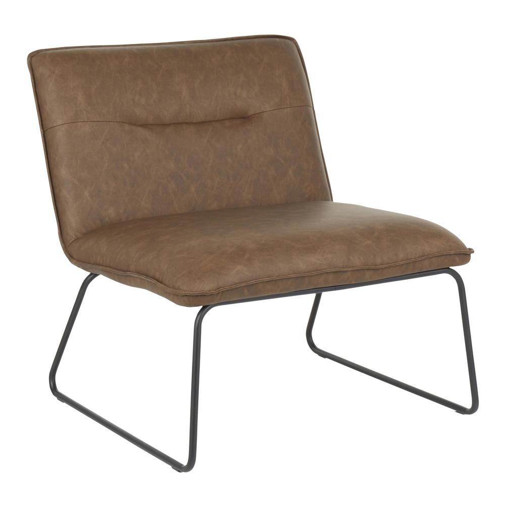 Black Metal, Espresso PU Casper Accent Chair. Picture 1