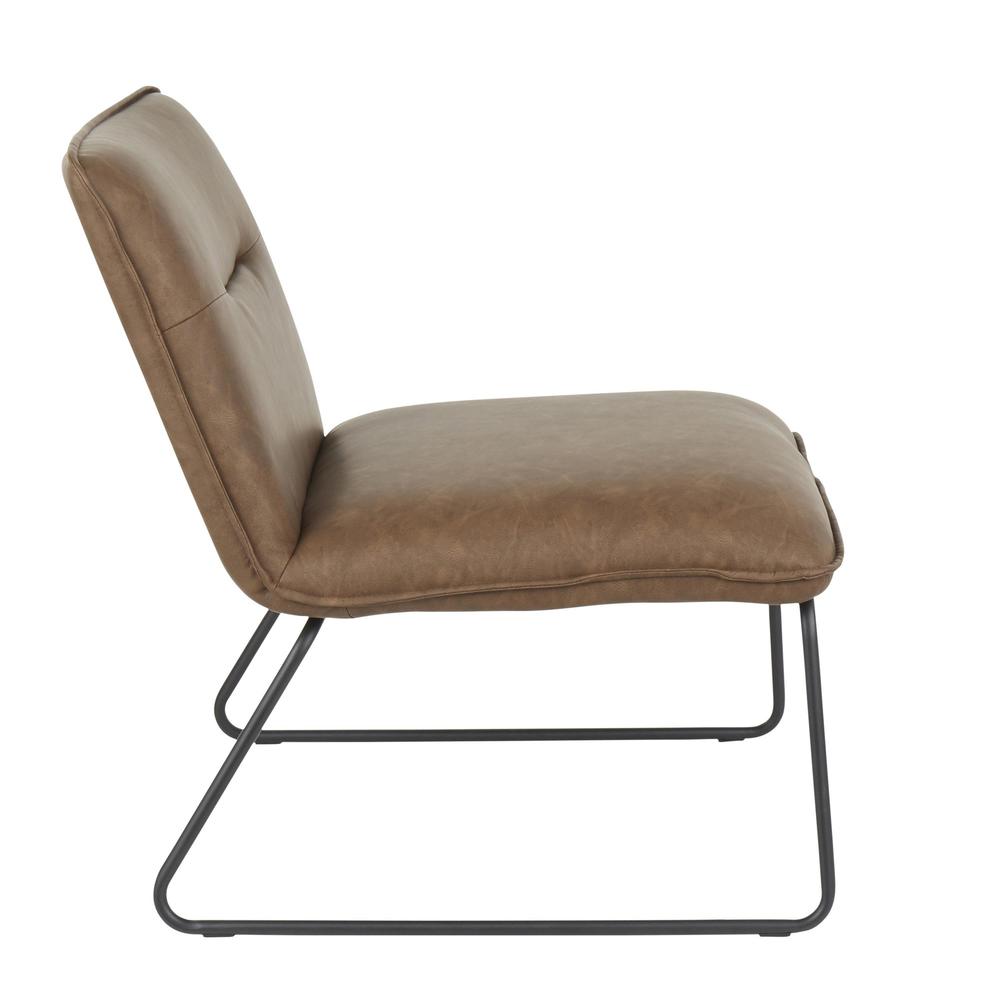 Black Metal, Espresso PU Casper Accent Chair. Picture 2