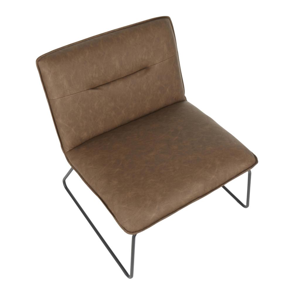 Black Metal, Espresso PU Casper Accent Chair. Picture 6