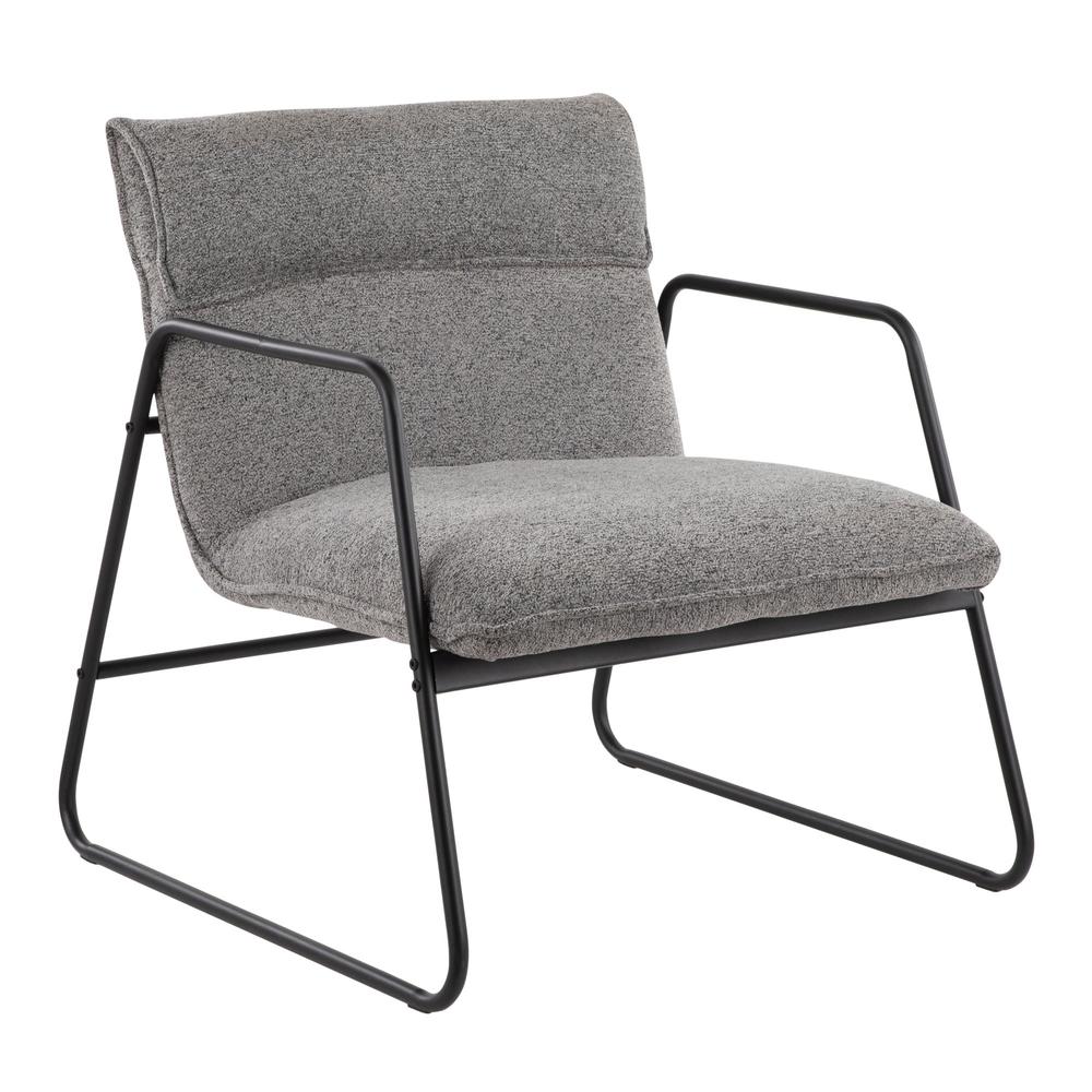 Black Steel, Grey Noise Fabric Casper Arm Chair. Picture 1