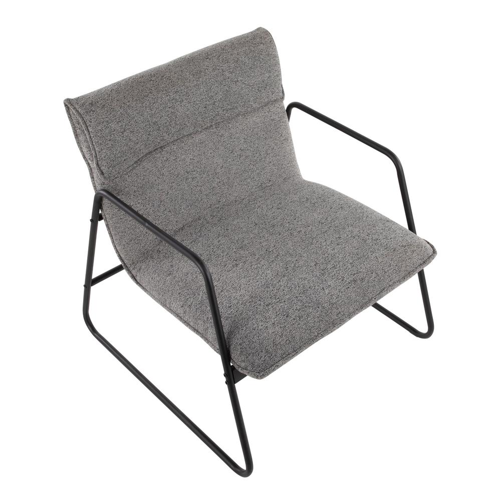 Black Steel, Grey Noise Fabric Casper Arm Chair. Picture 6