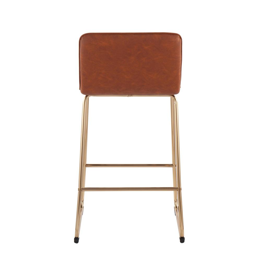 Gold Metal, Camel PU Casper Fixed-Height Counter Stool - Set of 2. Picture 5