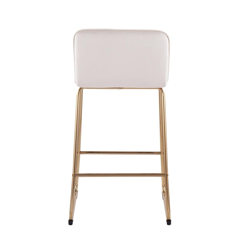 Gold Metal, Cream Velvet Casper Fixed-Height Counter Stool - Set of 2. Picture 5