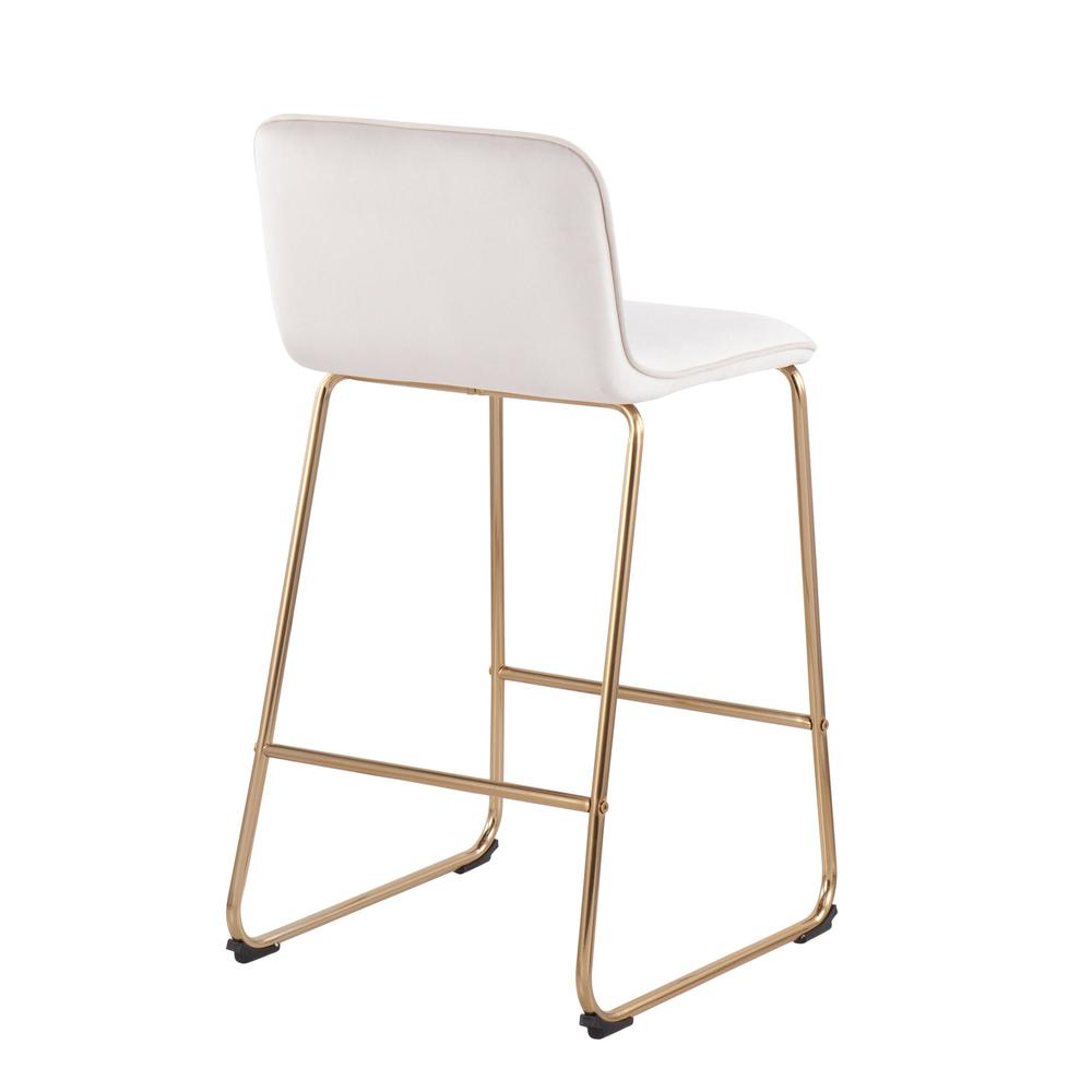 Gold Metal, Cream Velvet Casper Fixed-Height Counter Stool - Set of 2. Picture 4