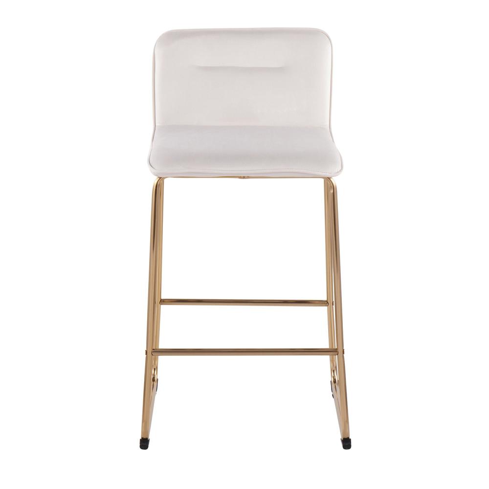 Gold Metal, Cream Velvet Casper Fixed-Height Counter Stool - Set of 2. Picture 6