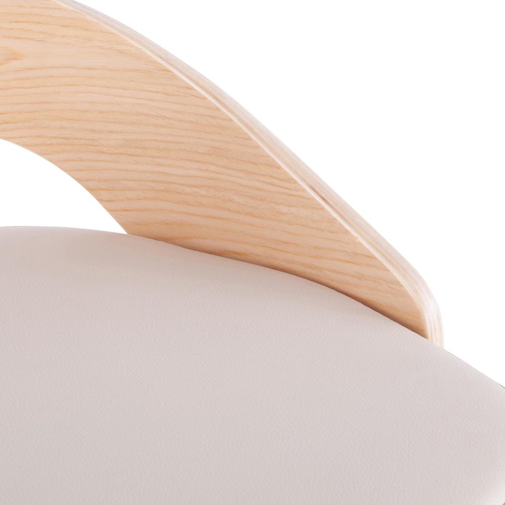 Chrome, Natural Wood, Cream PU Cassis Barstool. Picture 7