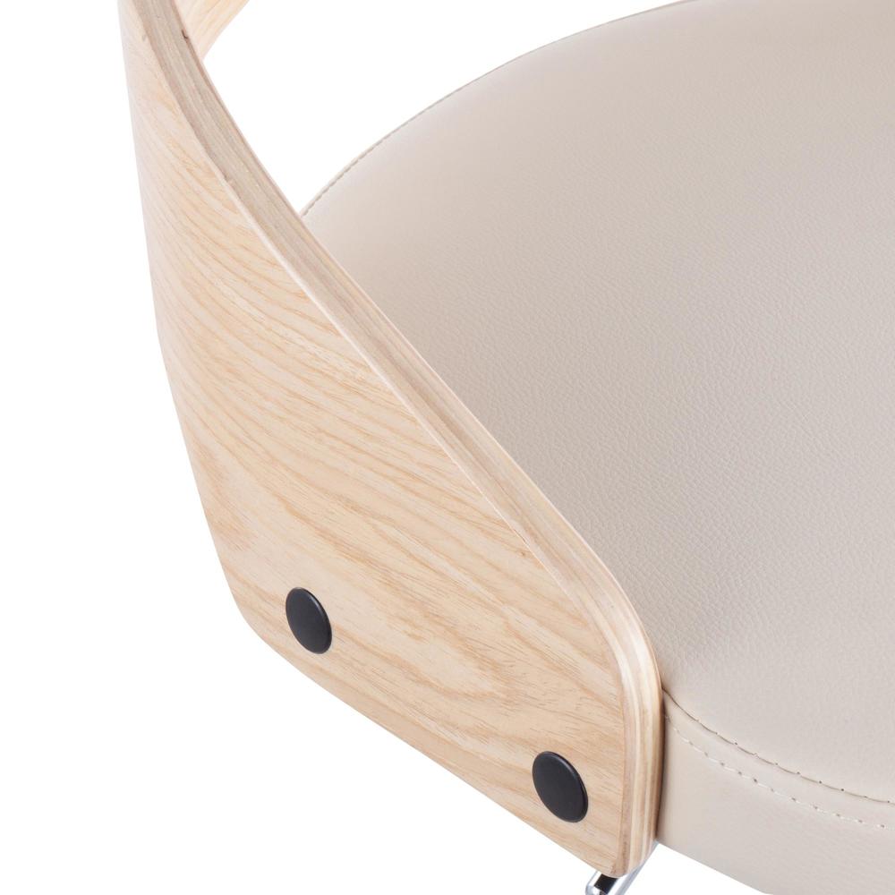 Chrome, Natural Wood, Cream PU Cassis Barstool. Picture 8