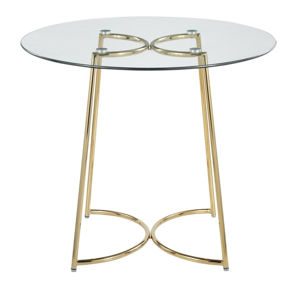 Gold Steel, Clear Glass Cece Dinette Table. Picture 4