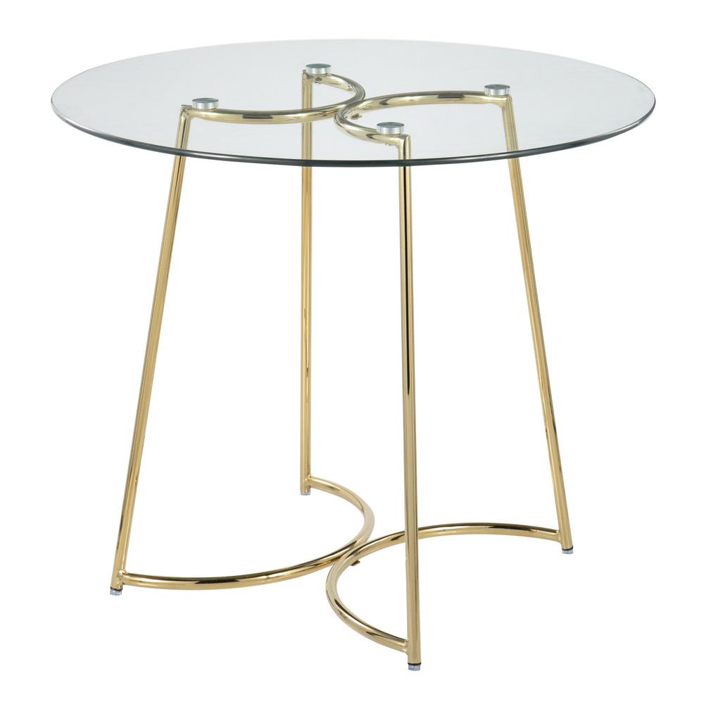Gold Steel, Clear Glass Cece Dinette Table. Picture 3
