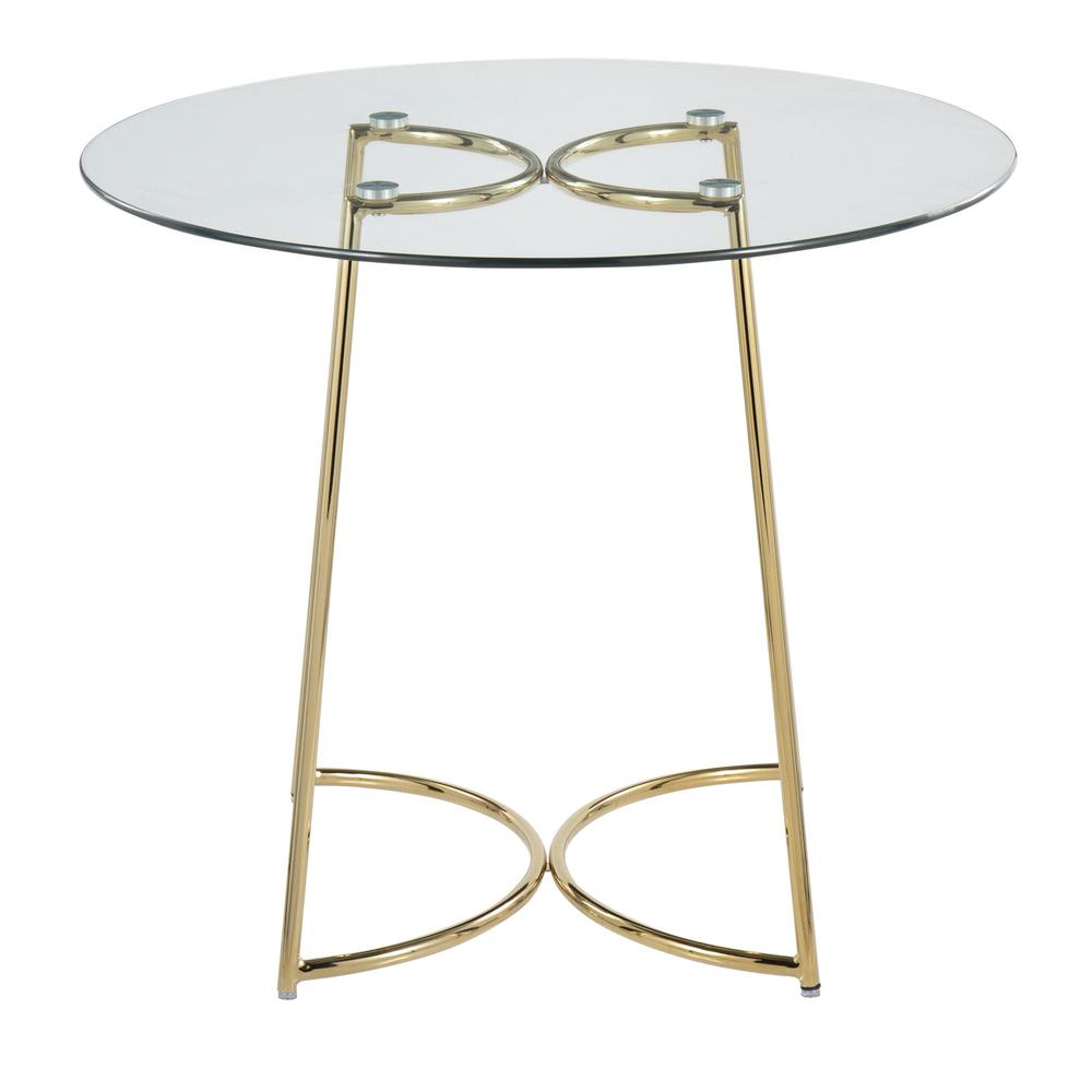 Gold Steel, Clear Glass Cece Dinette Table. Picture 5