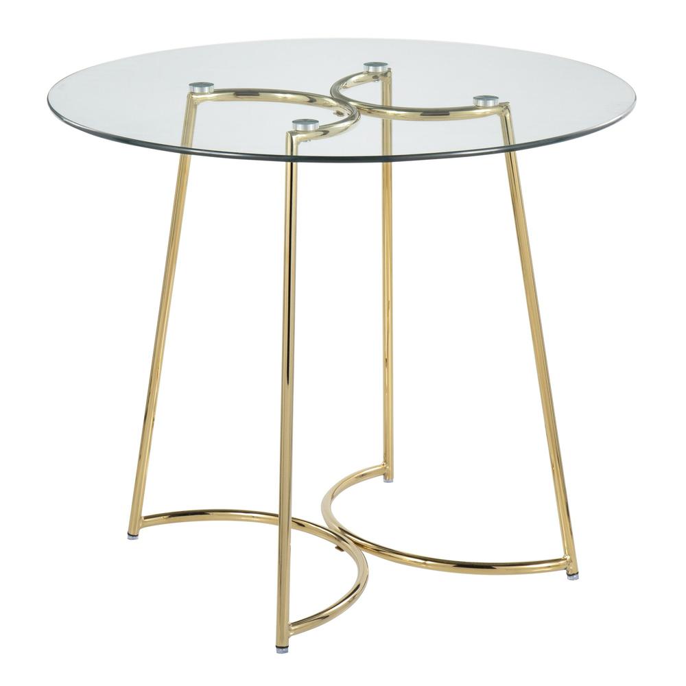 Gold Steel, Clear Glass Cece Dinette Table. Picture 1