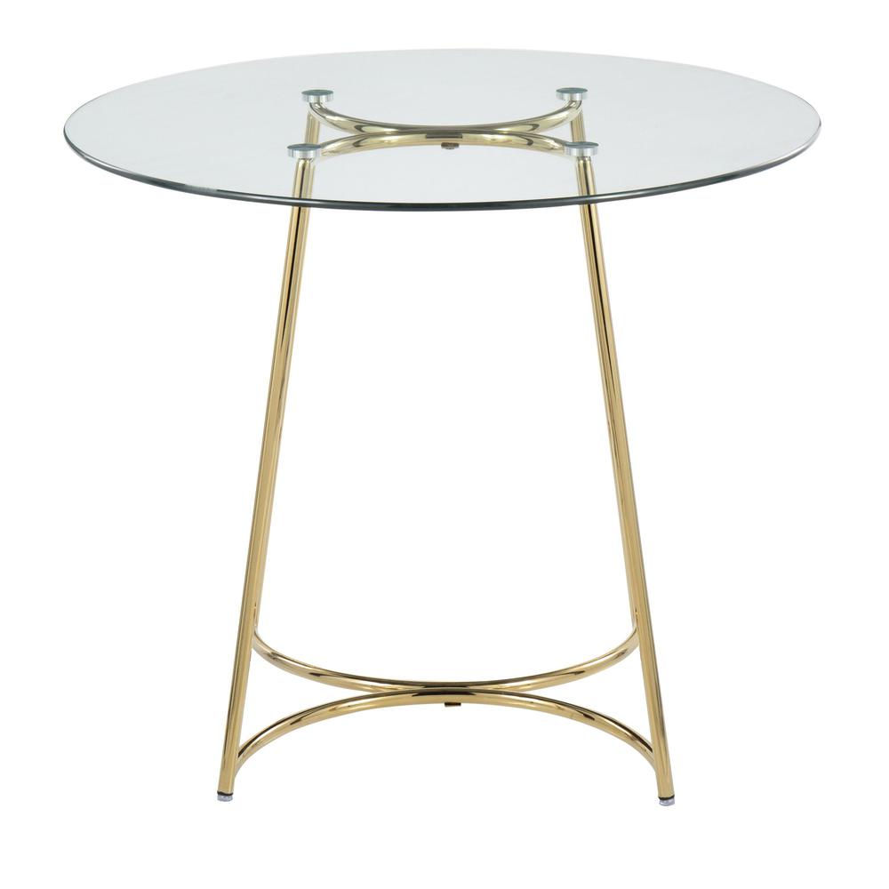 Gold Steel, Clear Glass Cece Dinette Table. Picture 2