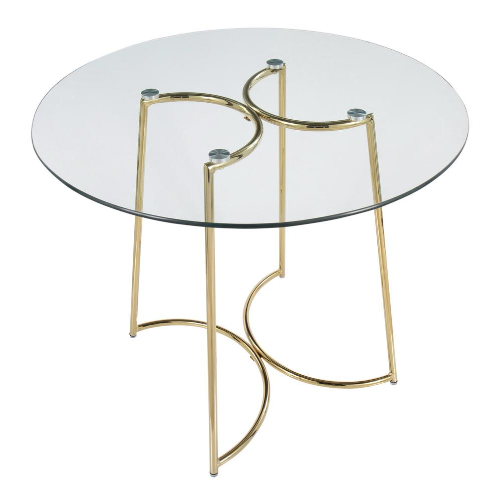 Gold Steel, Clear Glass Cece Dinette Table. Picture 6