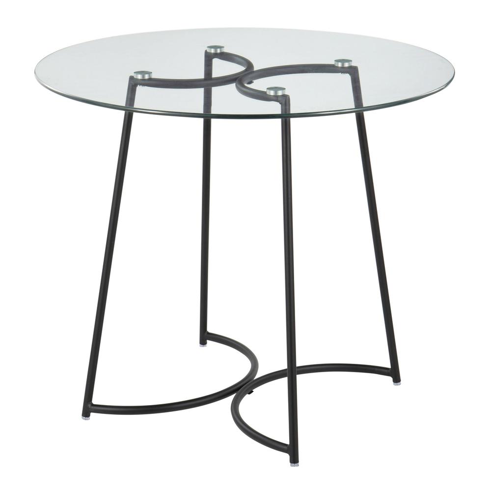 Black Steel, Clear Glass Cece Dinette Table. Picture 3