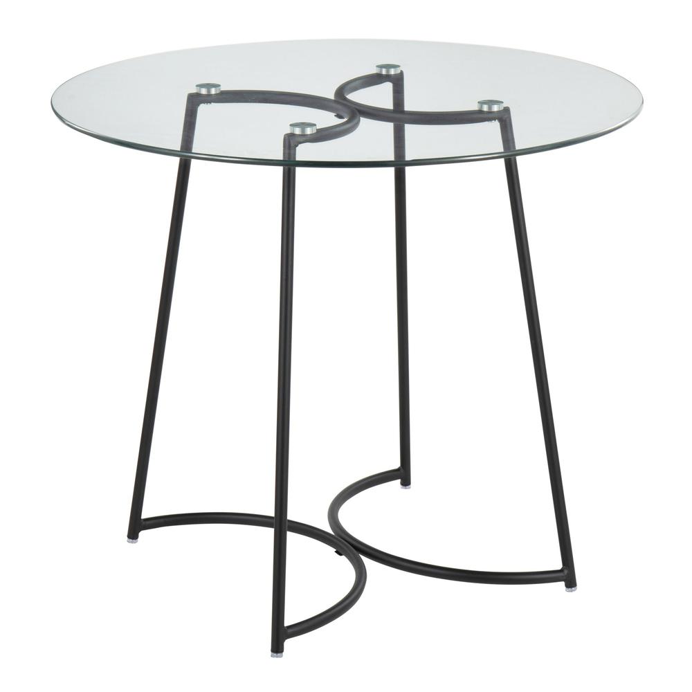 Black Steel, Clear Glass Cece Dinette Table. Picture 1