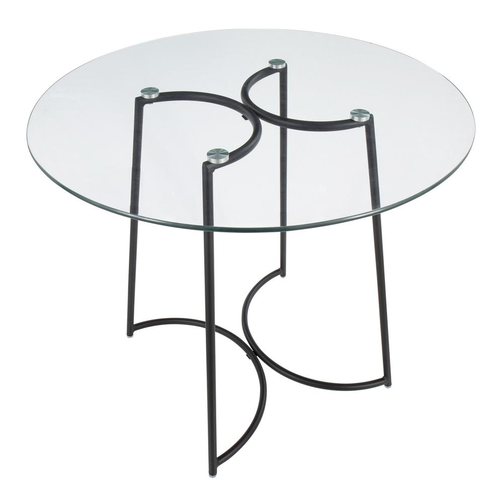Black Steel, Clear Glass Cece Dinette Table. Picture 6