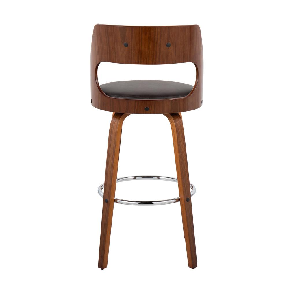 Walnut Wood, Brown PU, Chrome Cecina Barstool - Set of 2. Picture 5