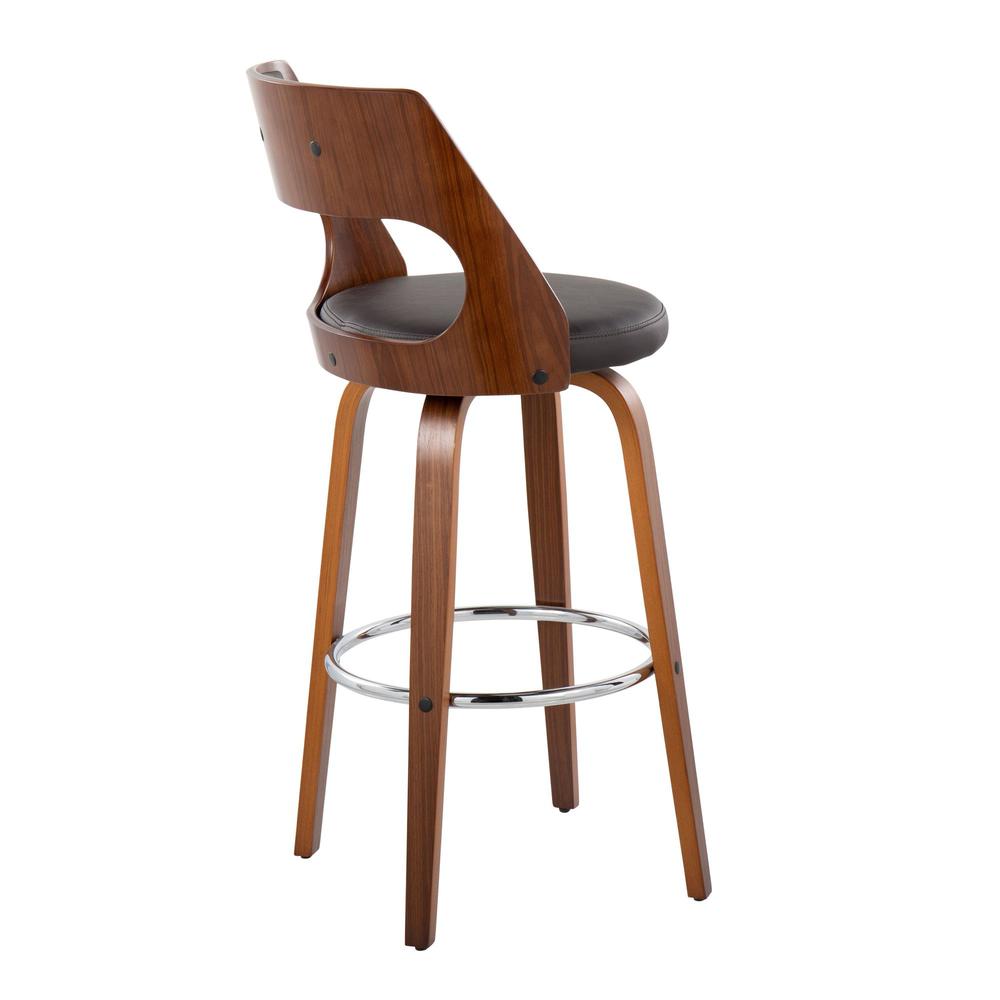 Walnut Wood, Brown PU, Chrome Cecina Barstool - Set of 2. Picture 4