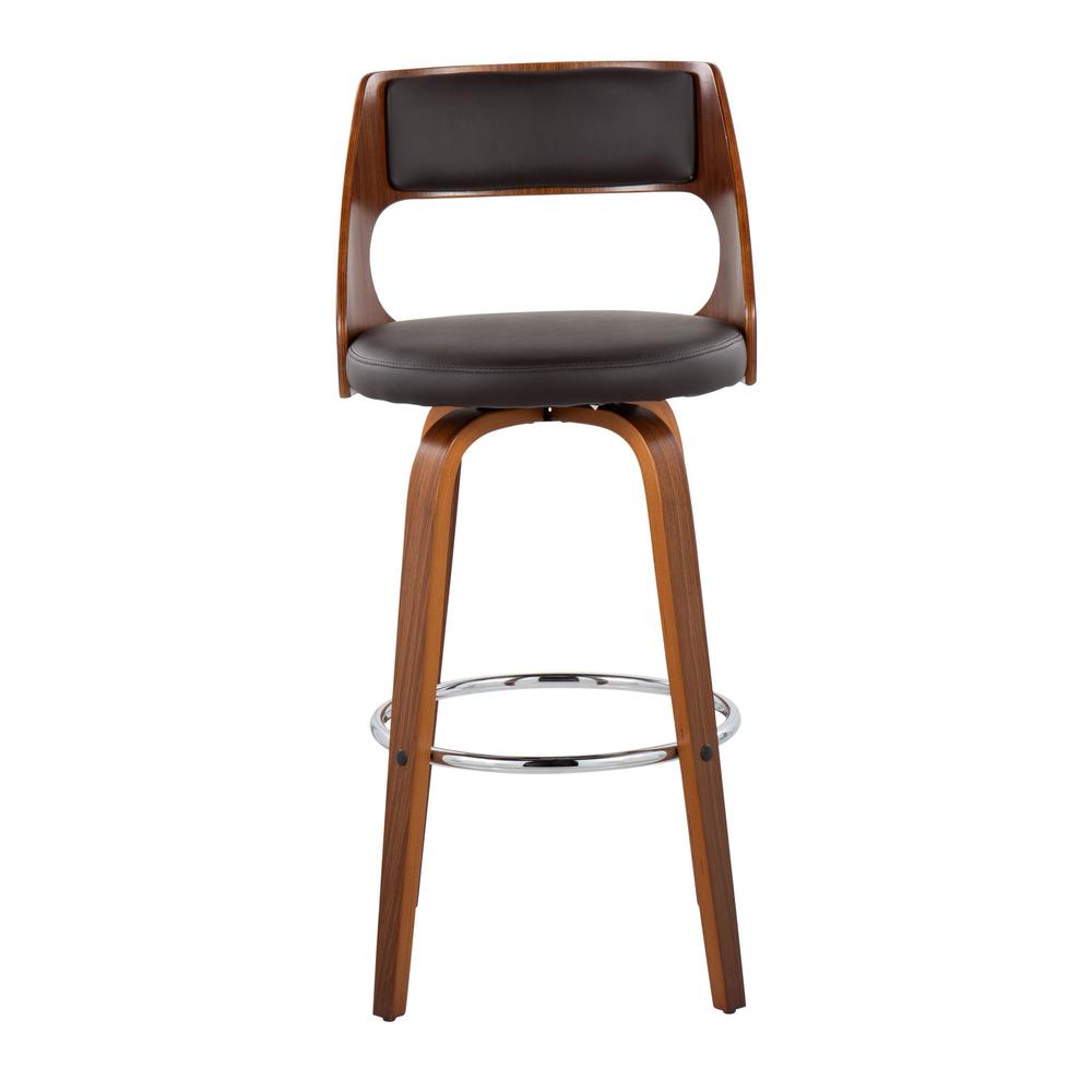 Walnut Wood, Brown PU, Chrome Cecina Barstool - Set of 2. Picture 6