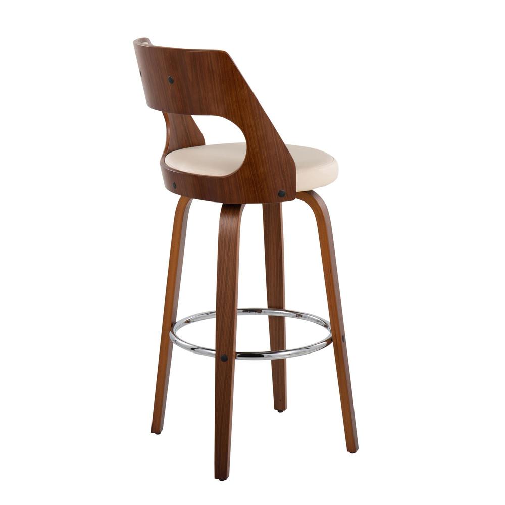 Walnut Wood, Cream PU, Chrome Cecina Barstool - Set of 2. Picture 4