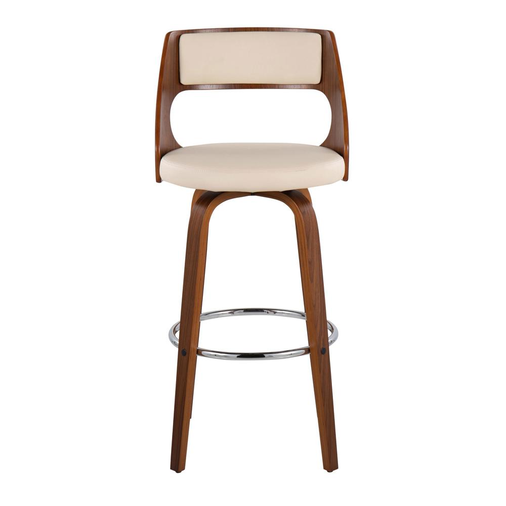 Walnut Wood, Cream PU, Chrome Cecina Barstool - Set of 2. Picture 6