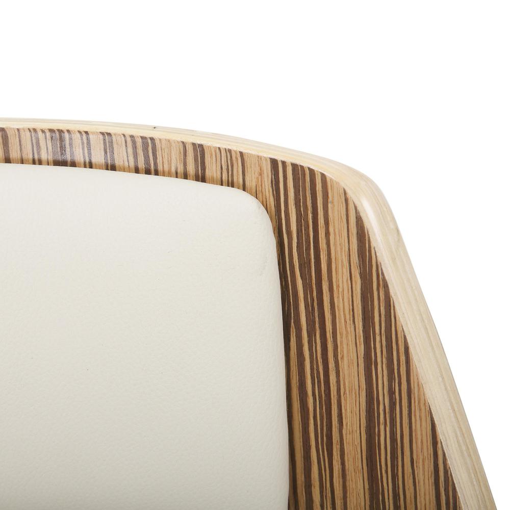 Zebra Wood, Cream PU, Chrome Cecina 30'' Fixed Height Barstool - Set of 2. Picture 8