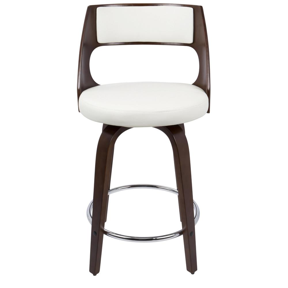 Cherry Wood, White PU, Chrome Cecina 24.5'' Counter Stool - Set of 2. Picture 7