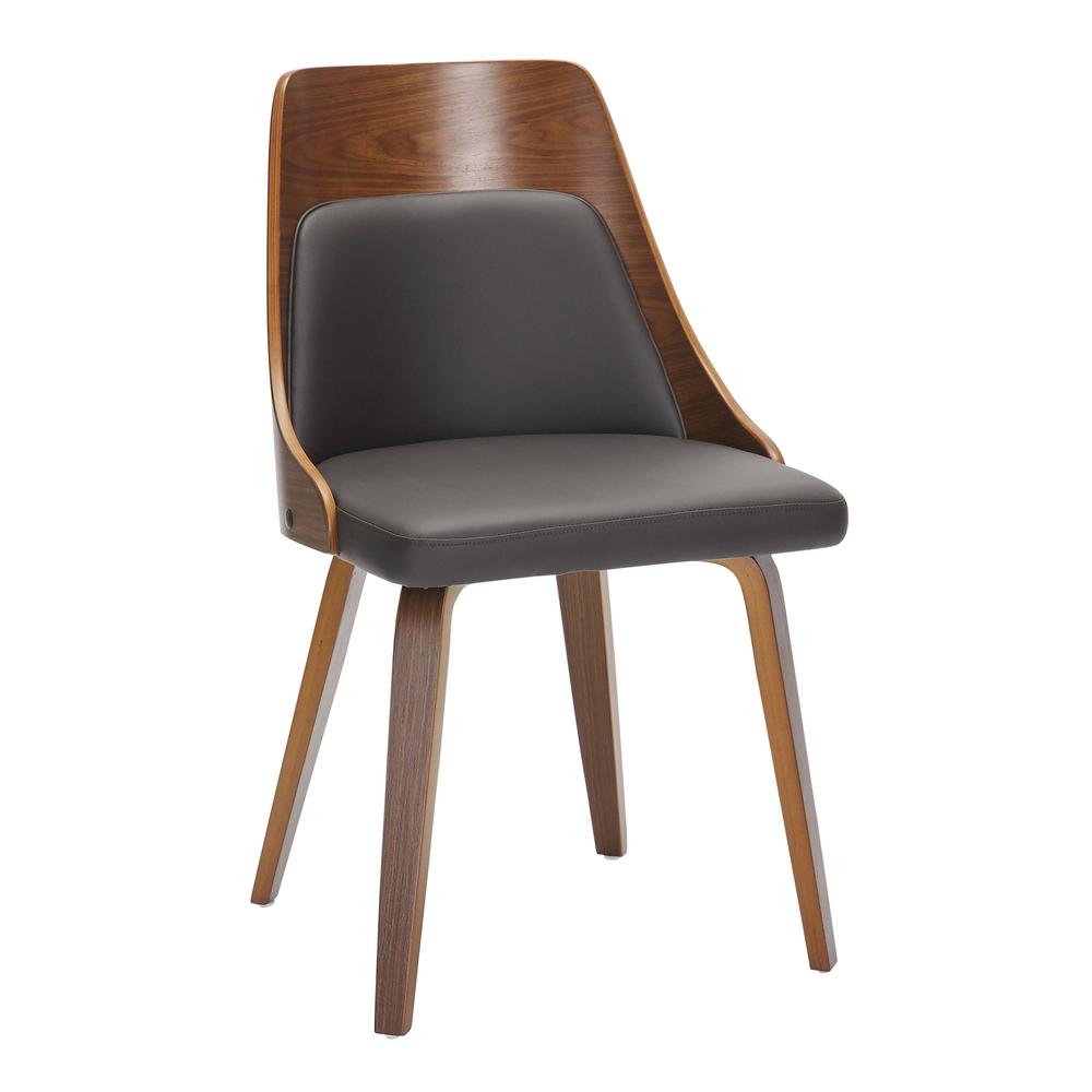Walnut Wood, Brown PU Anabelle Bent Wood Chair - Set of 2. Picture 2