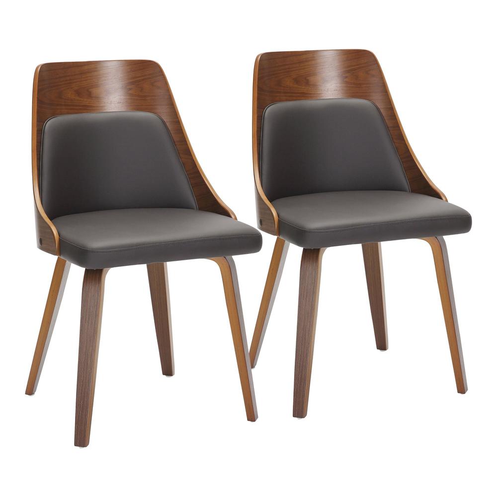 Walnut Wood, Brown PU Anabelle Bent Wood Chair - Set of 2. Picture 1