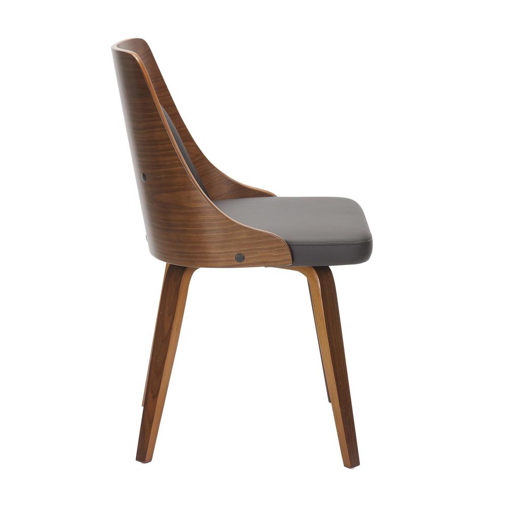Walnut Wood, Brown PU Anabelle Bent Wood Chair - Set of 2. Picture 3