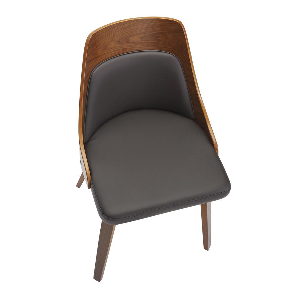 Walnut Wood, Brown PU Anabelle Bent Wood Chair - Set of 2. Picture 7