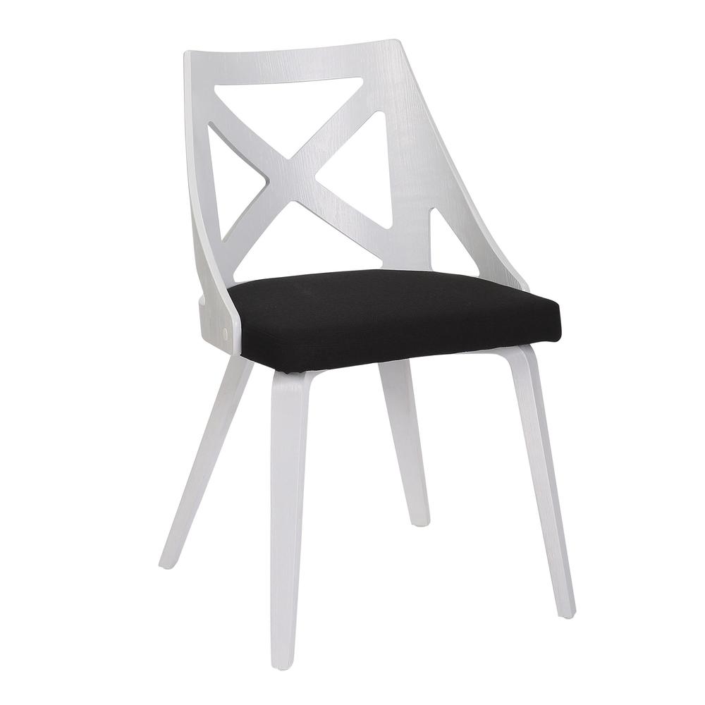 White Textured Wood, Charcoal Fabric Charlotte Chair - Set of 2. Picture 2
