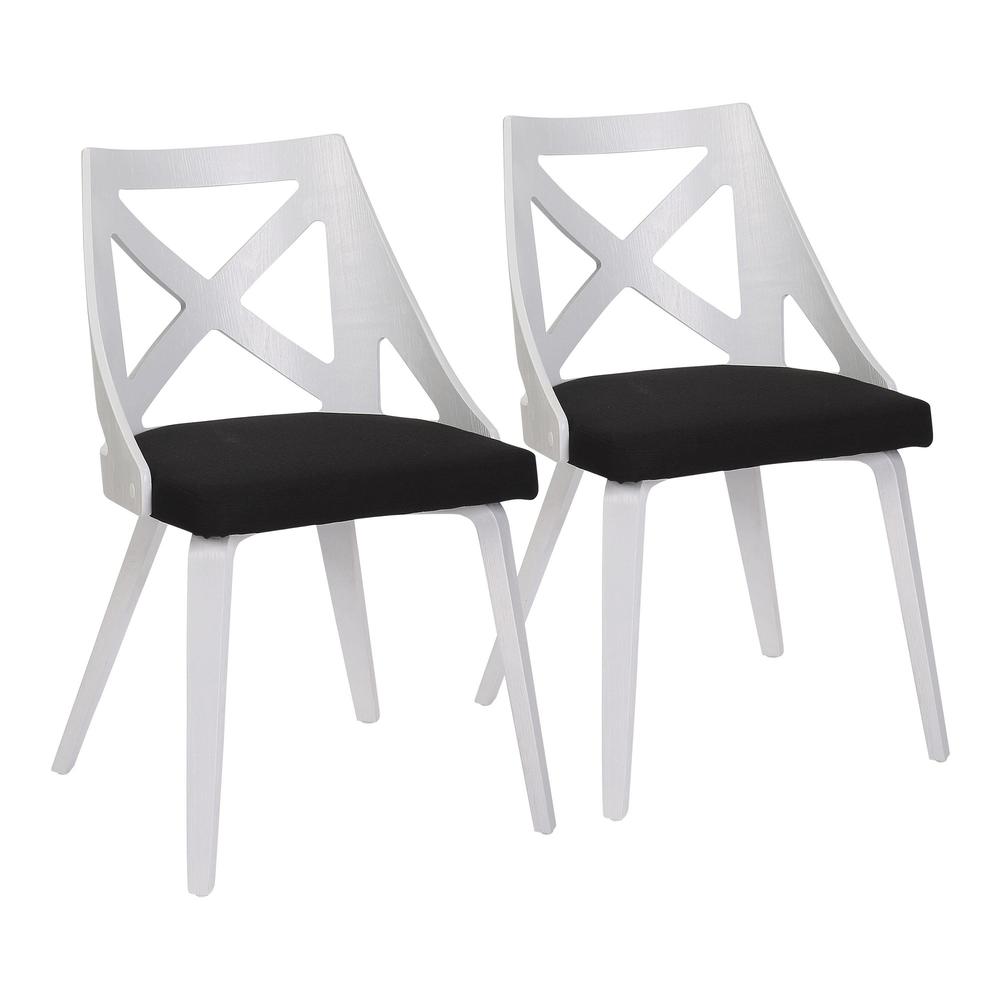 White Textured Wood, Charcoal Fabric Charlotte Chair - Set of 2. Picture 1