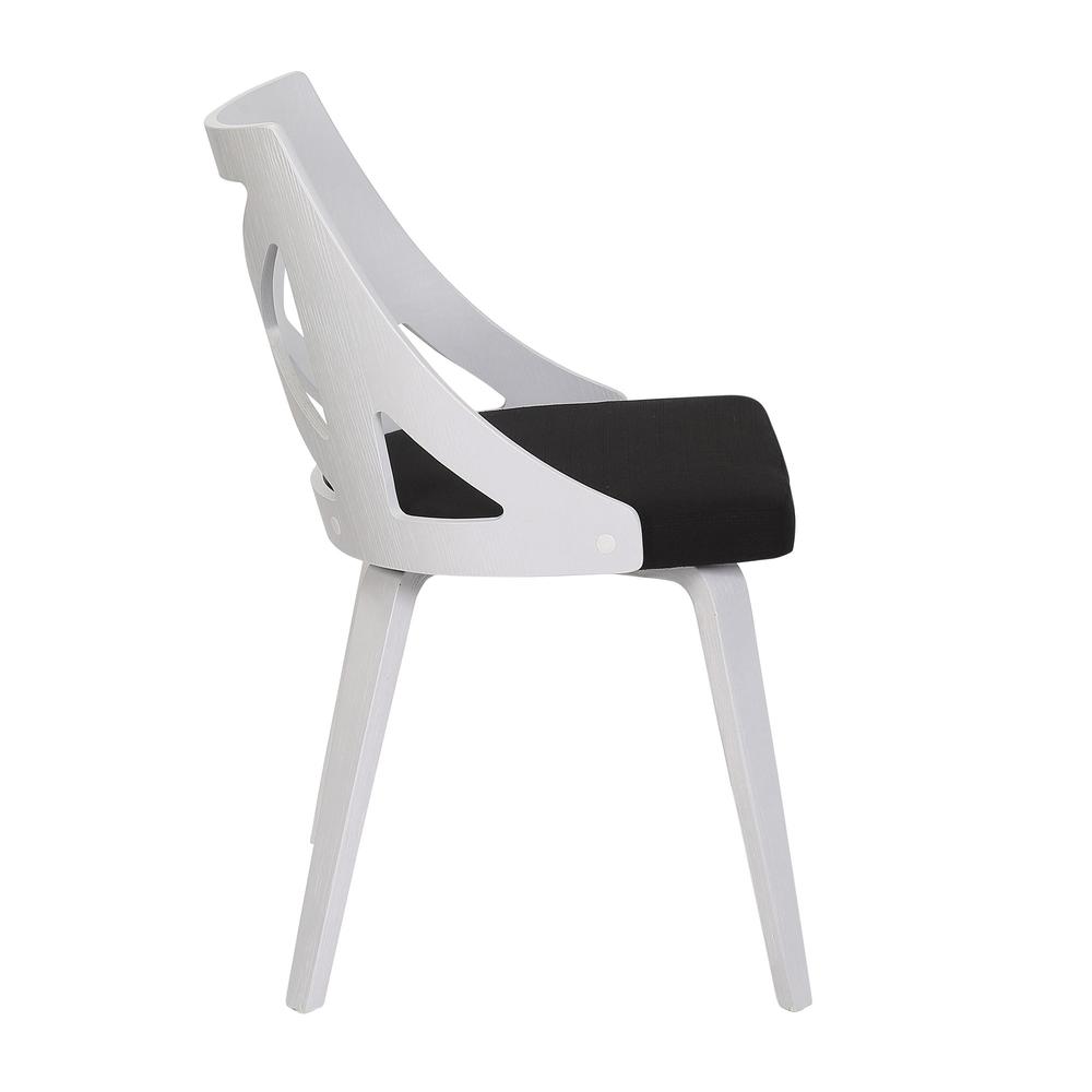 White Textured Wood, Charcoal Fabric Charlotte Chair - Set of 2. Picture 3